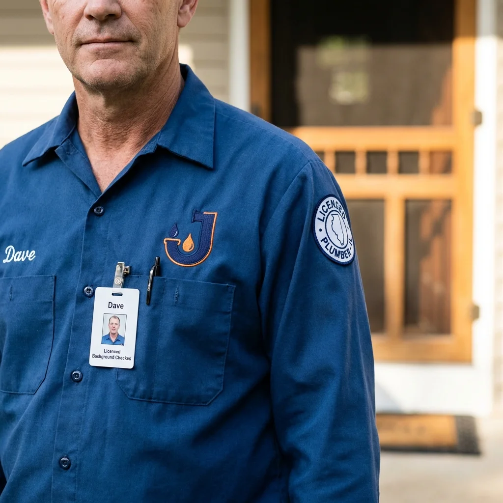 Licensed plumber showing ID badge in Marianna, AR