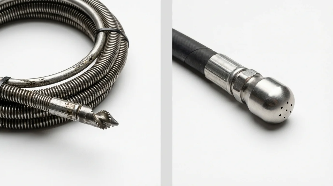 Drain snake cable and hydro jetting nozzle used for drain cleaning in Marianna, AR