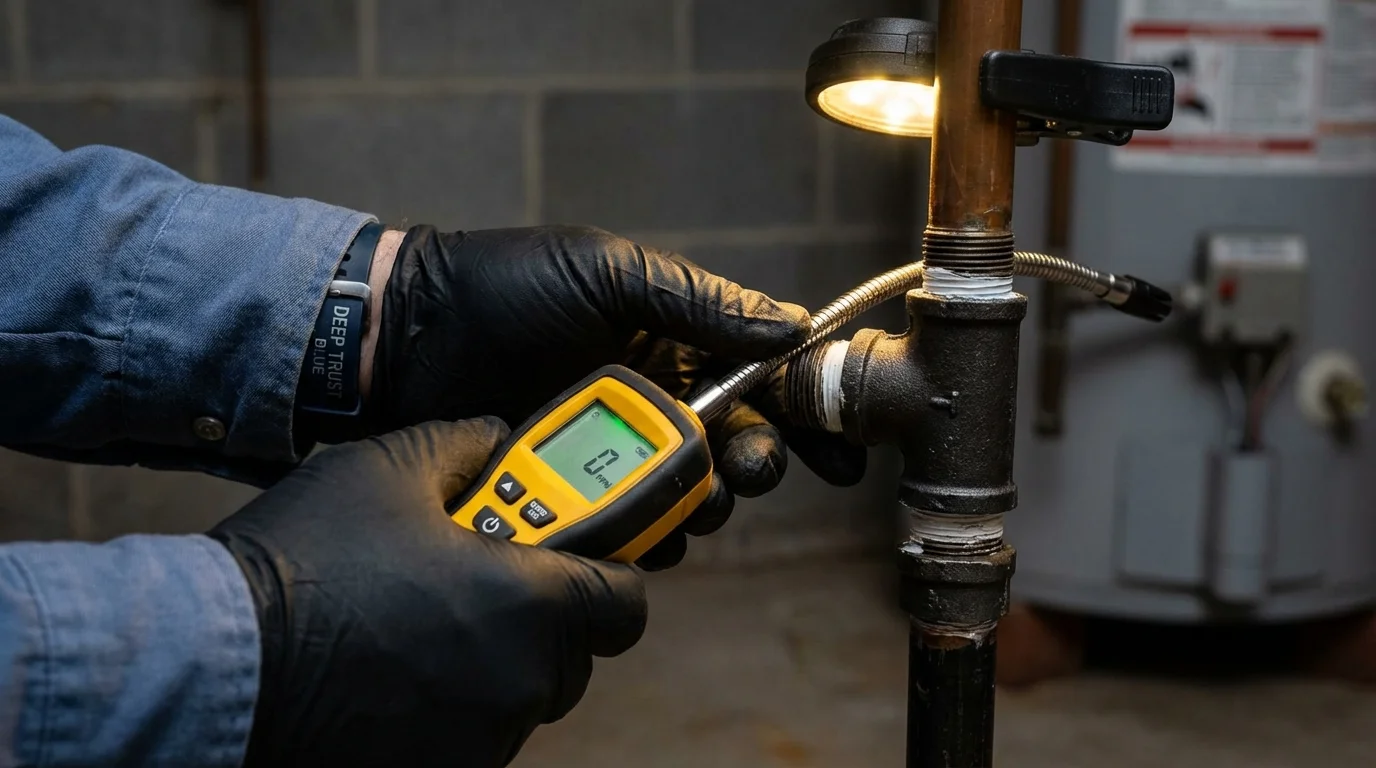 Gas leak detection with electronic sniffer by Johns Plumbing LLC in Marianna